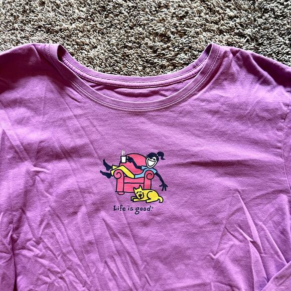 LIFE IS GOOD Long Sleeve Graphic Tee Size XXL Retro Casual Indie Hipster Classic - Picture 2 of 9